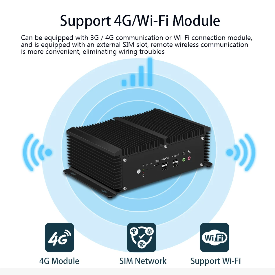 Промышленный мини-ПК BEBEPC Core i5 8350U 7200U 2 * DDR4 RAM RS485 двойная LAN HDMI WiFi 4G модуль Windows Linux