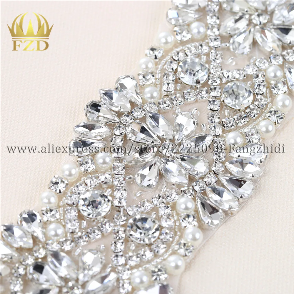 FZD 1 ярд серебряное Пришивание Кристалл бисер утюжок на жемчужную аппликацию