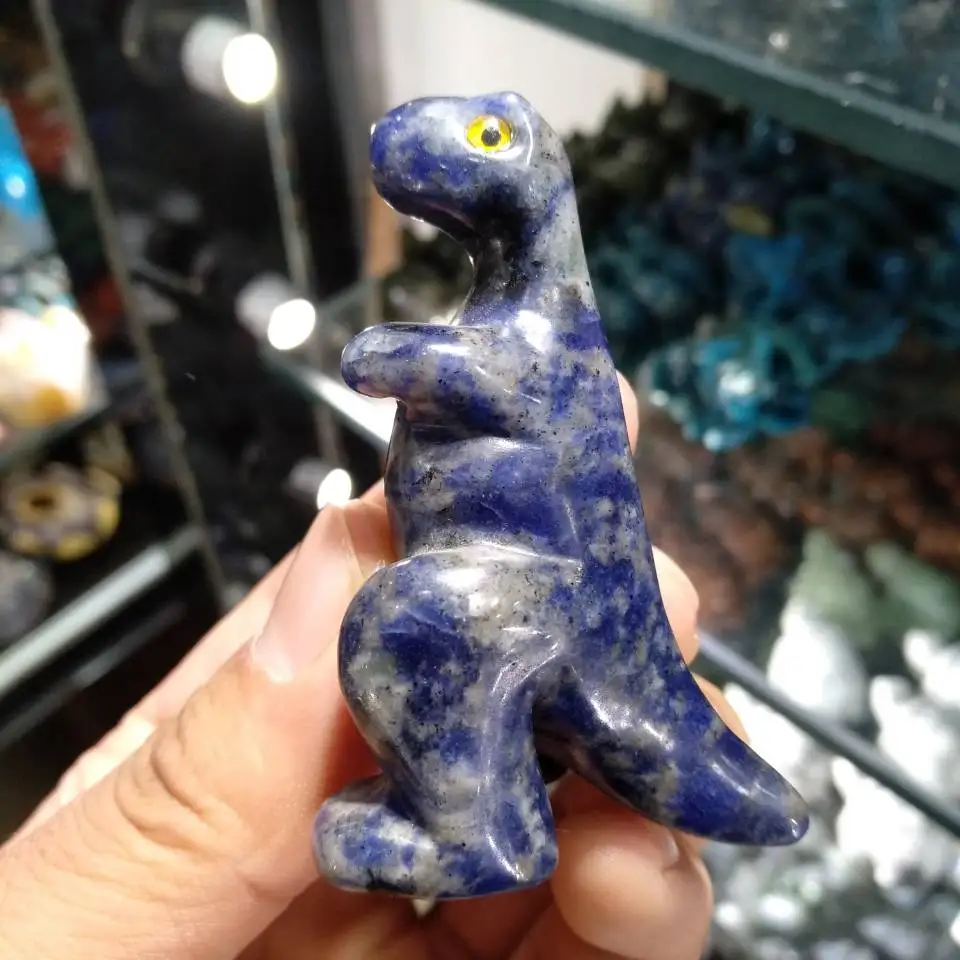 2.36&quot Natural Blue Goldstone Quartz Crystal Dinosaur Toys carved Lovely Figurine | Дом и сад