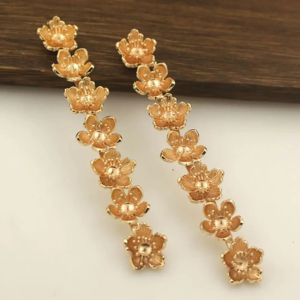 5 шт. длинные 7 цветочных шармов тычинки полужемчуг с отверстиями колпачки