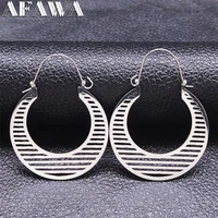 stainless steel india bohemia basket geometry earring women silver color circle earring jewelry pendientes aro mujer e9441s01
