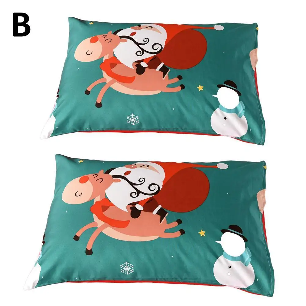 2Pc Pillow Cover 3D набор постельных принадлежностей для мультфильмов Рождественский подарок Санта Клаус постельное белье пододеяльник простыня 2 наволочки новогодние принадлежности - Цвет: 2Pc Pillow Cover