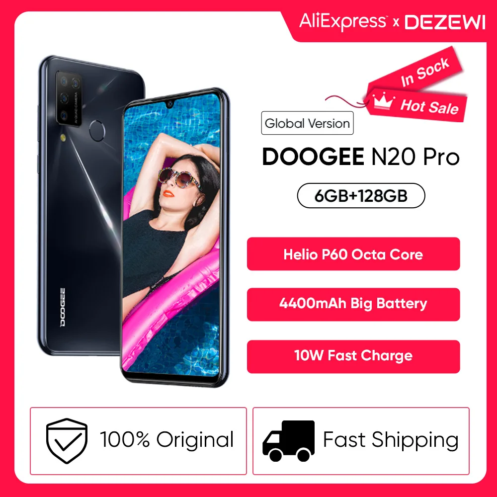 DOOGEE N20 Pro Quad Камера мобильных телефонов Helio P60 Octa Core 6 ГБ Оперативная память 128 Гб