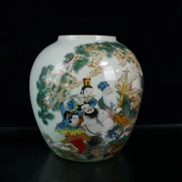 chinese old porcelain pastel jar with figure painting jar pattern storage tank