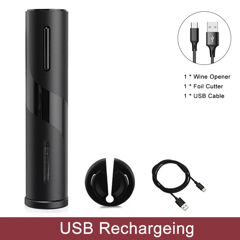 

CN Electric Wine Opener Rechargeable Automatic Corkscrew Creative Wine Bottle Opener with USB Charging Cable Suit for Home Use