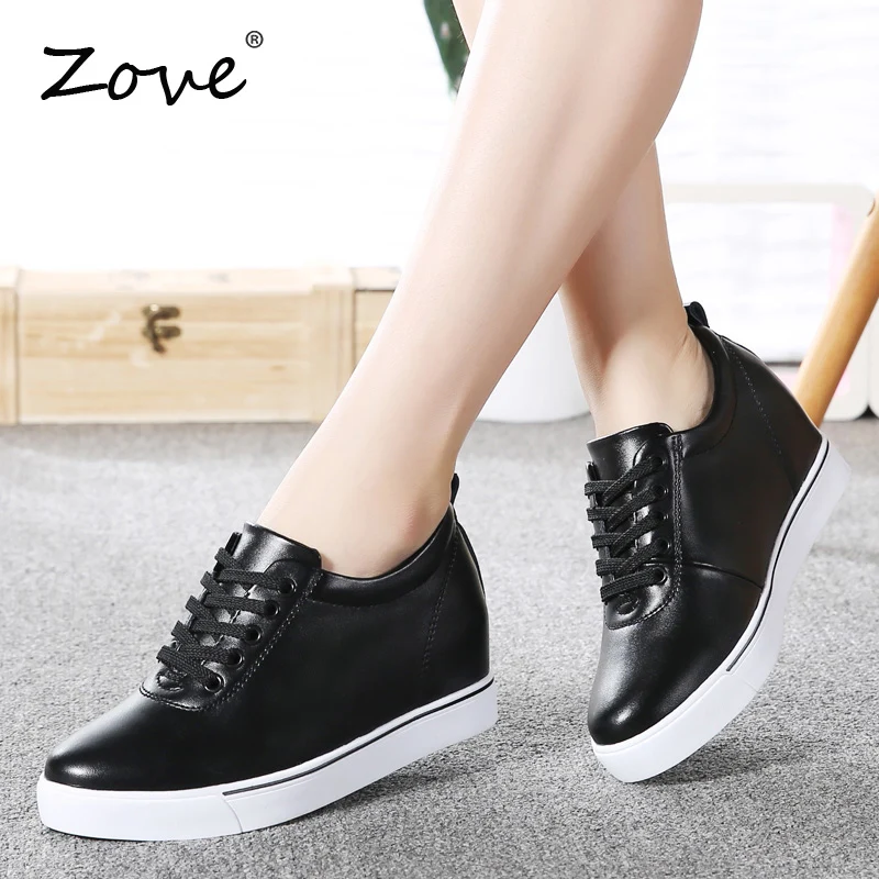 Женская обувь на плоской платформе ZOVE повседневная из натуральной кожи толстой