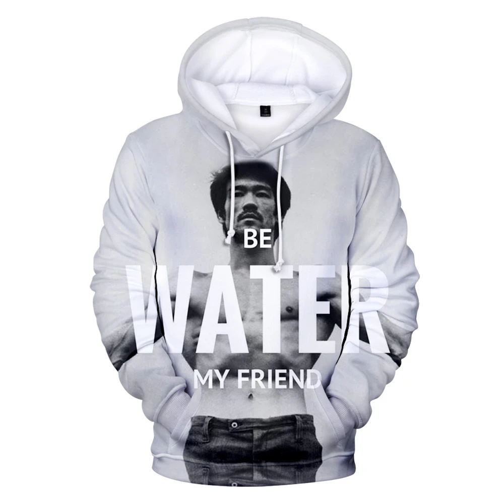 Толстовка в стиле Харадзюку С Длинным Рукавом и надписью Be Water My Friends | Мужская