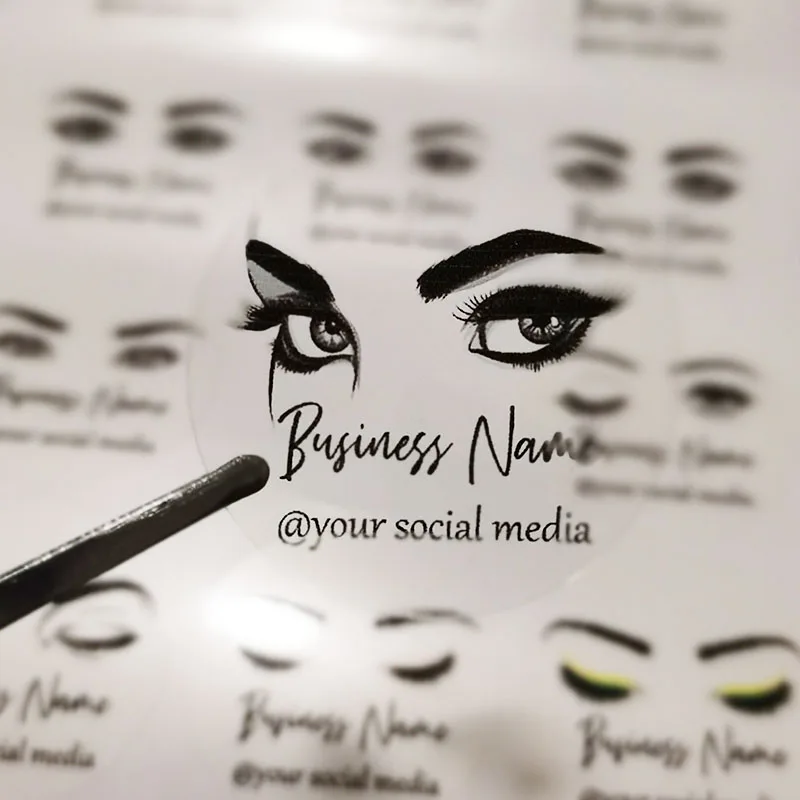 

100pcs 3-6CM Eyelashes Personalized Business Transparent Stickers Custom Logo Lash Eyelash Artist Sticker Eyelash Clear Labels