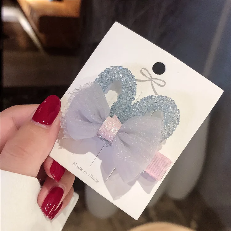 1 шт. 2020 новые детские заколки для волос с кроличьими ушками бантиком и стразами