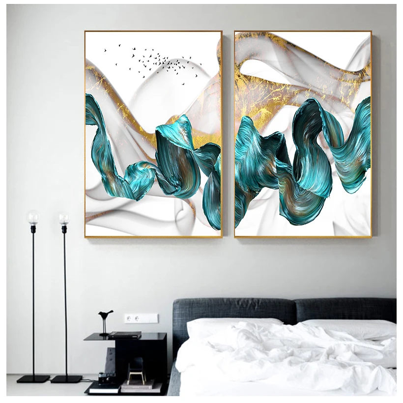 Green Drifting Flying Abstract Wall Art Picture Canvas Painting Poster Print Decor Pictures Living Room Decoration | Дом и сад