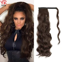 yingrun synthetic hair long straight wrap around clip in ponytail hair extension heat resistant synthetic pony tail fake hair