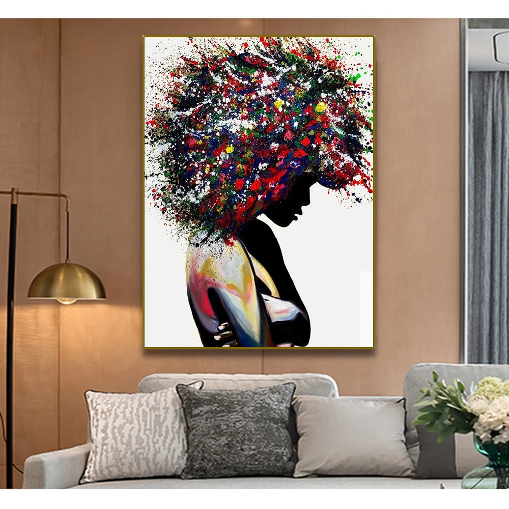 

Graffiti Art Black Woman Canvas Painting On the Wall Art Posters And Prints African Woman Modern Pictures Home Room Decoration