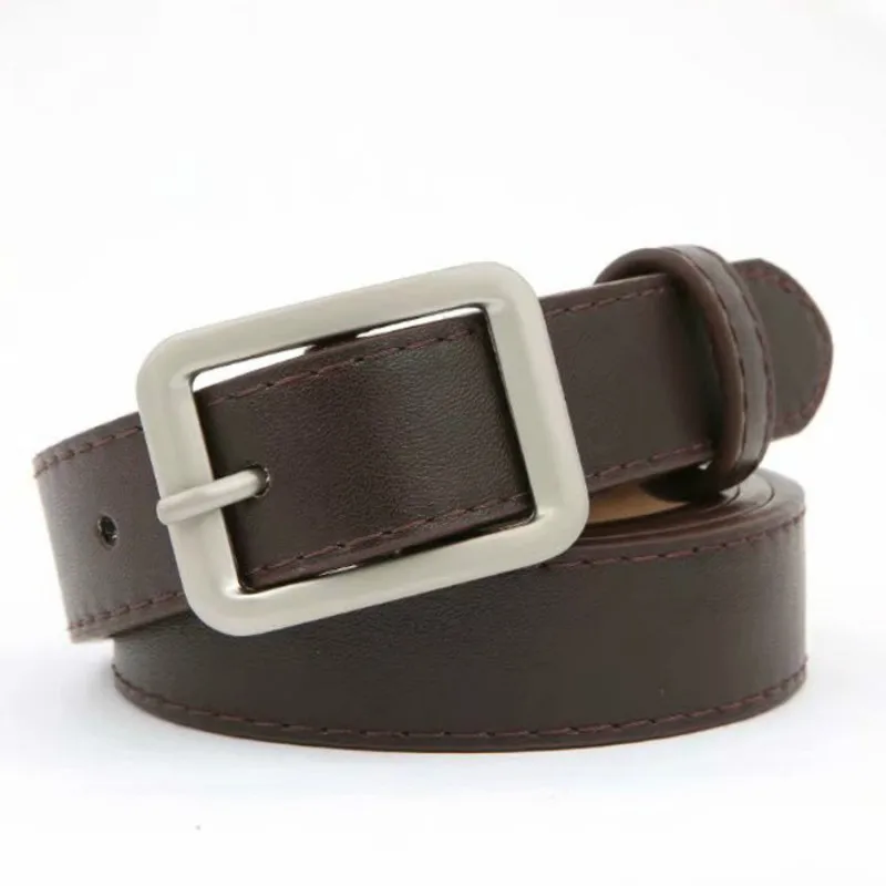 

Square Buckle Women Belt Simple Vintage Students Waistband Adjust Fashion Casual No-hole Cummerbunds