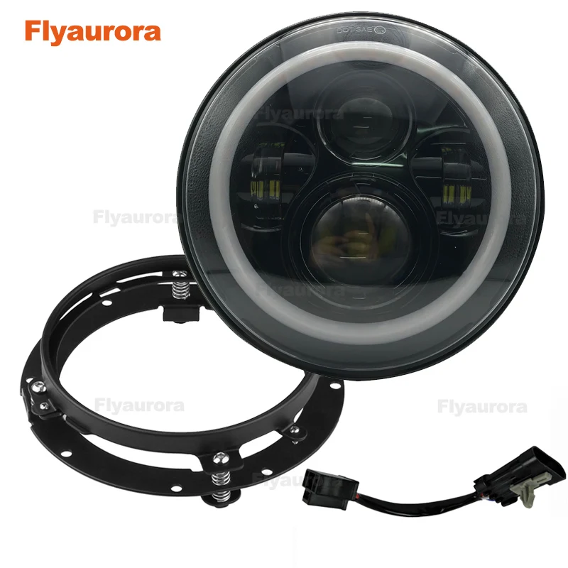 Flyaurora 7 дюймовая круглая светодиодная фара дальнего и ближнего света с дюймовым