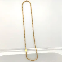 rope chain necklace connect solid fine yellow 18ct thai baht gf gold 3mm thin cut women50cm 20inch
