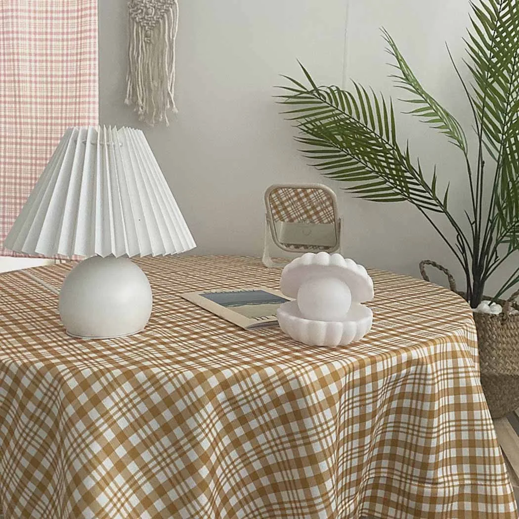 

1 PCS Tablecloth Blue, Pink, Yellow Linen Picnic Cloth Plaid Geometric Design Table Cover Room Beautiful Classic Style.