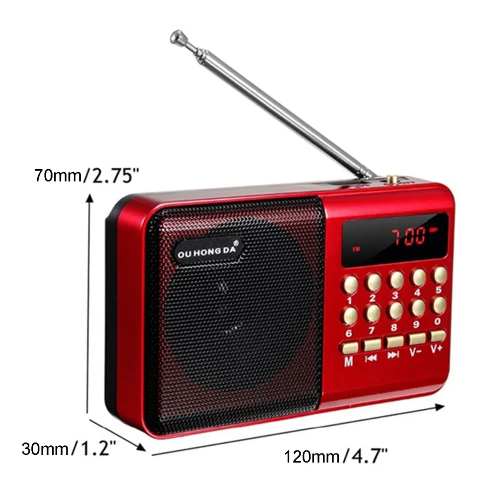 Портативное мини-радио портативный цифровой FM USB TF MP3-плеер перезаряжаемая