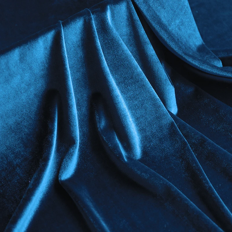 Stretch Silk Velvet Fabric Velour Material For Cloth,Dress,Sofa,Curtain,Furniture Upholstery,Black,Blue,Teal,Green,By Meter