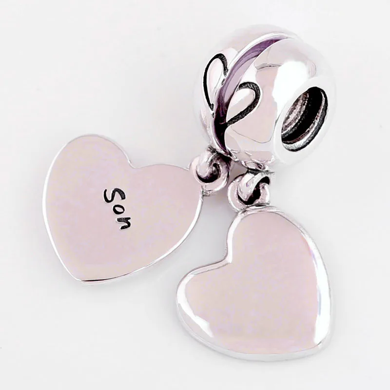 Подвеска из серебра 925 пробы с черной эмалью кулон двух частей для матери и сына