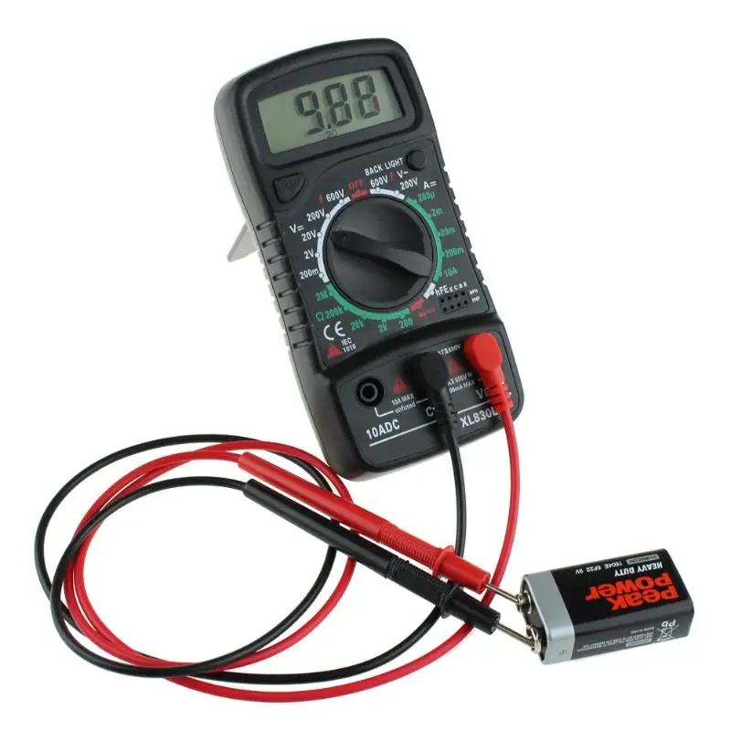 XL830L портативный цифровой мини мультиметр AC/DC Амперметр Вольтметр Ом ручной