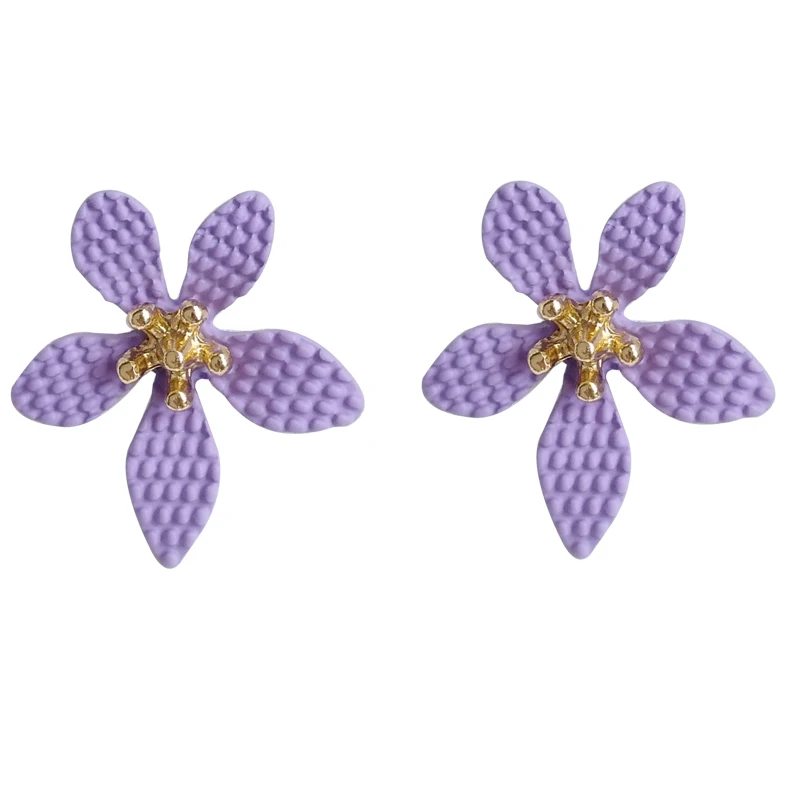 

Mihan S925 needle Colorful Flower Earrings Hot Selling Spring Summer Style Sweet White Yellow Purple Stud Earrings For Girl Gift