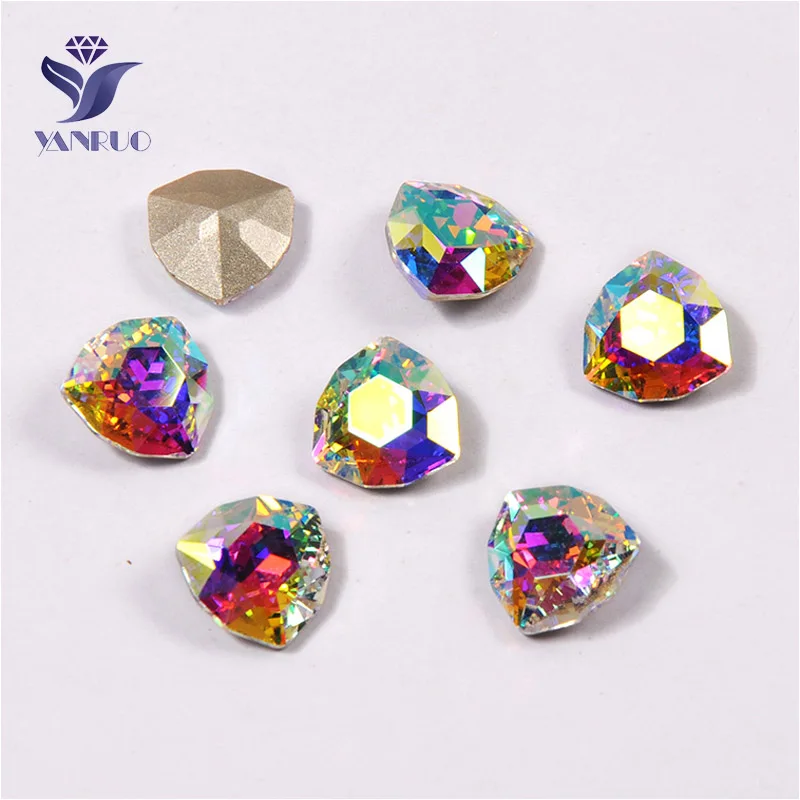 AB Yanruo 4706 Trilliant Стеклянные Камни DIY Strass острый задний кристалл для нашивки Стразы все для шитья аксессуары - Цвет: AB