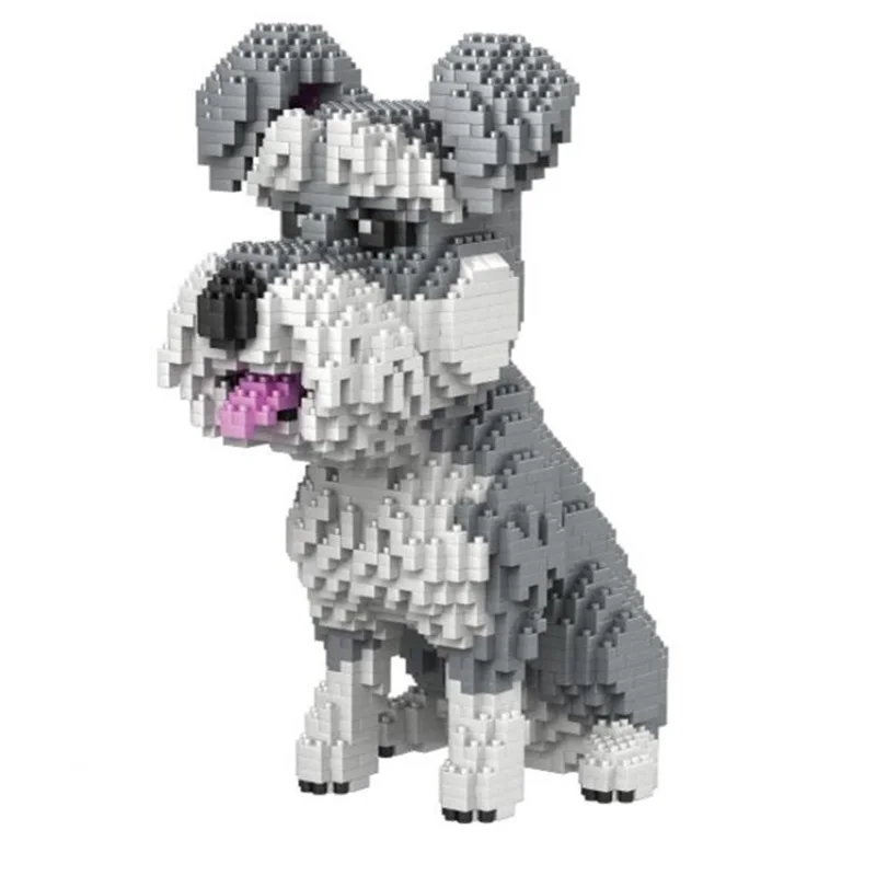 Алмазные блоки модель собаки маленькие игрушка шнауцера в сборе игрушки фигурки