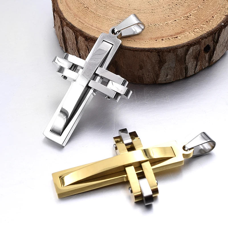 Женский и мужской кулон ATGO черный крест цепочка из нержавеющей стали украшение