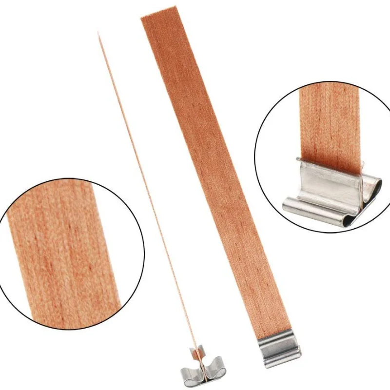Mechas de vela de madera Natural, suministros de fabricaci&oacute;n de velas DIY, quemador de fusi&oacute;n de cera de Parffin de soja, 13/8mm, 100 Uds.-2