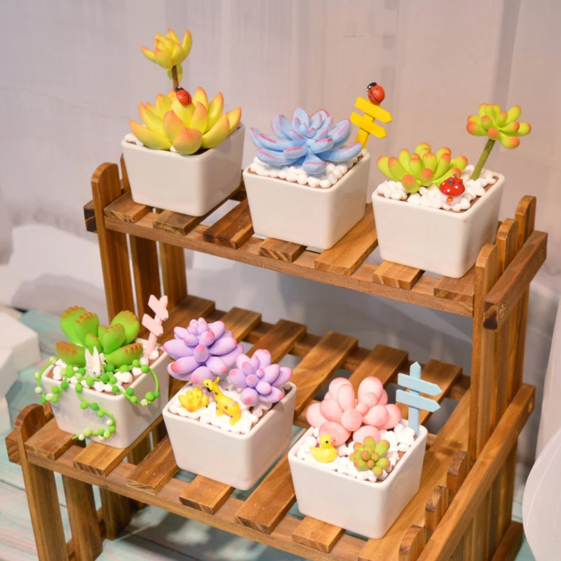 

DIY Handmade Kids Craft Children Super Light Clay Simulation Fleshy Pot Porcelain Pot Plant Combination Material Package Toys