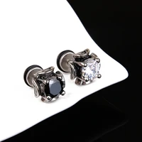 vintage punk black zircon stainless steel cross men women stud earrings fashion small ear jewelry accessories earrings wholesale