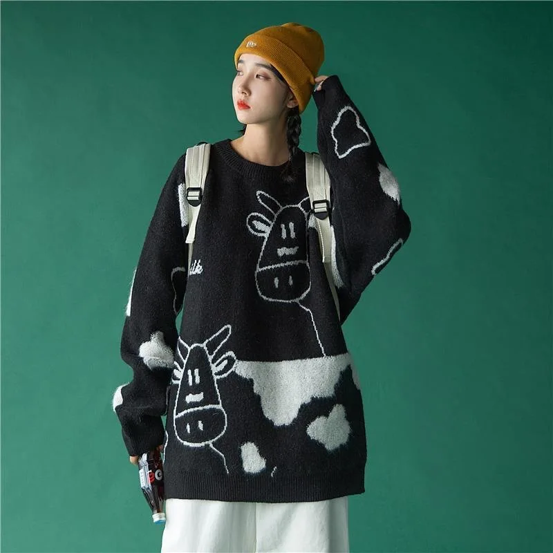 

sister lazy wind outside sets to wear long sleeve knit sweater female han edition knitting render unlined upper garment