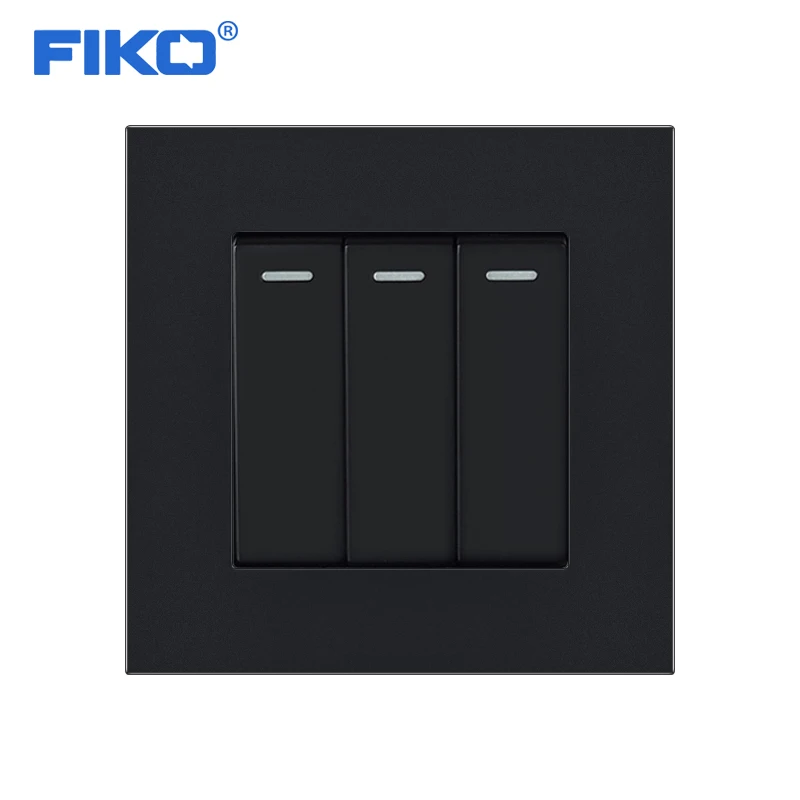 FIKO 1/2/3/4 Gang 2 Way Push Button Switch Panel Wall Interruptor Black PC Frame Light On/Off | Обустройство дома