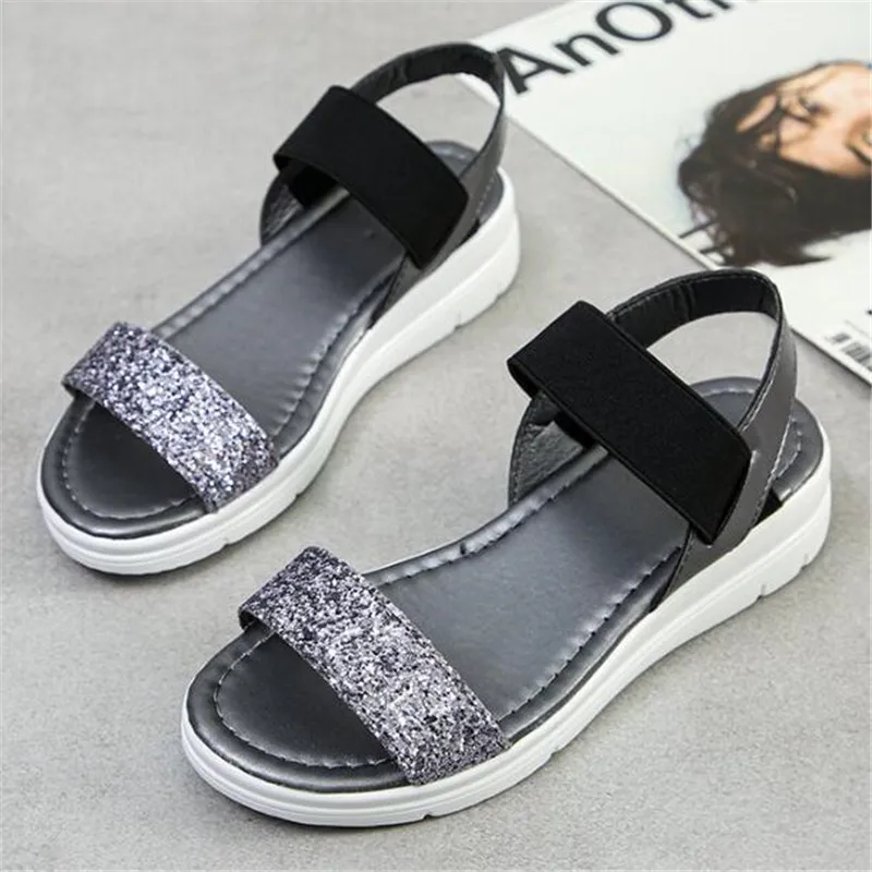 

Large size rhinestone sandals womens summer new platform sandalias bottom women slippers slides fashion flat women's shoes