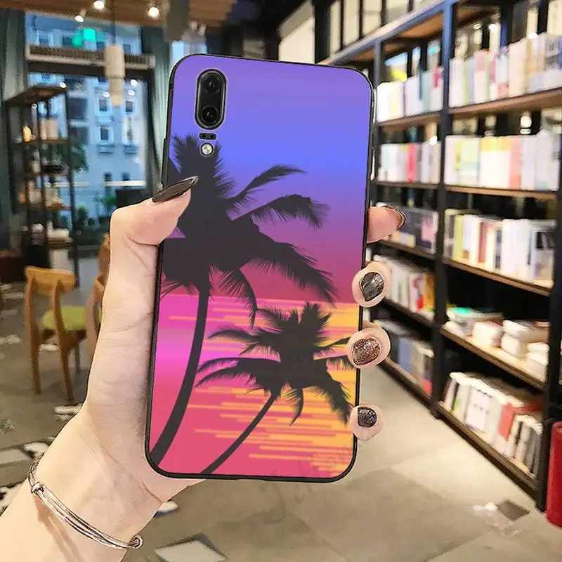 

Palm Tree Sunset on the beach luxury brand shell Phone Case For Huawei honor Mate P 10 20 30 40 Pro 10i 9 10 20 8 x Lite