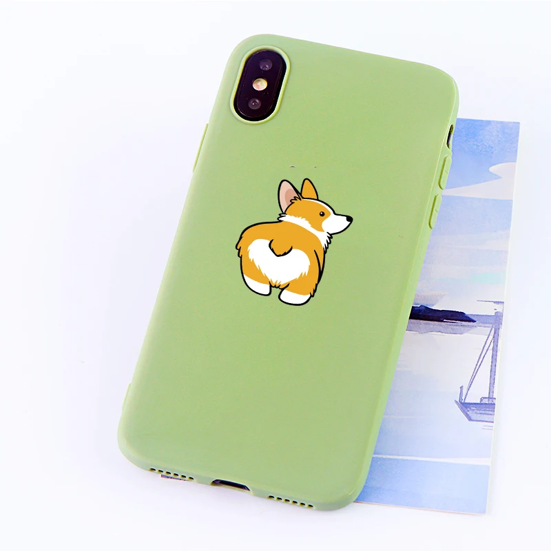 8605-khaki Чехол для телефона Corgi s для iPhone Pro 6s 7 8 11 Plus X XS чехол для MAX XR забавная Милая собачья попка Мягкие силиконовые приспособленные аксессуары для задней крышки - Цвет: 8605-khaki