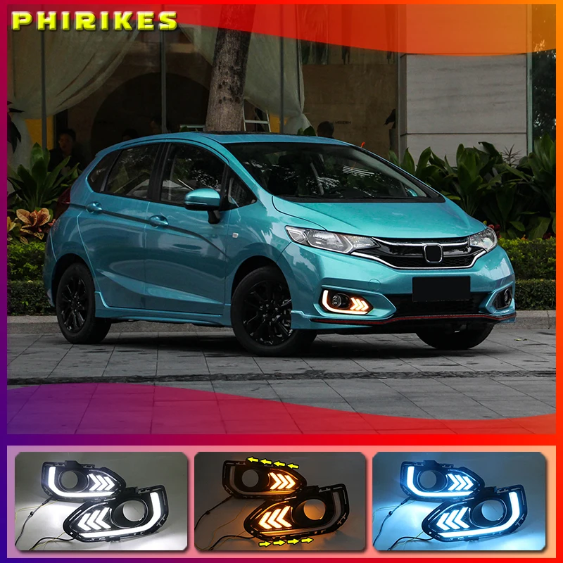 Дневные ходовые огни 2 шт. для Honda Jazz Fit 2018-2020 противотуманные фары 12 В дневной свет