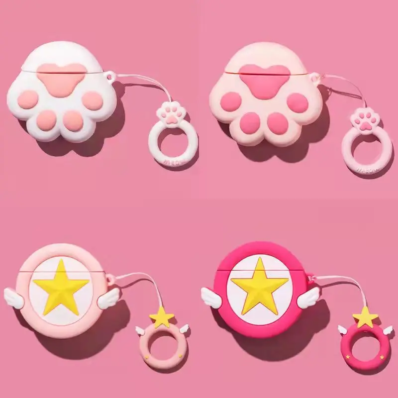 

3D Cute stars cat Silicone Headphone Cases for Apple Airpods 1 2 Funda Headphone Case
