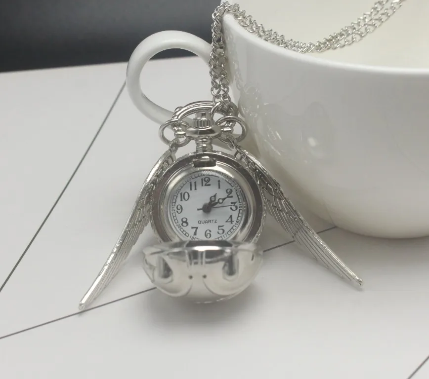 Часы кварцевые карманные в форме мяча Снитча модные ожерелья с крыльями