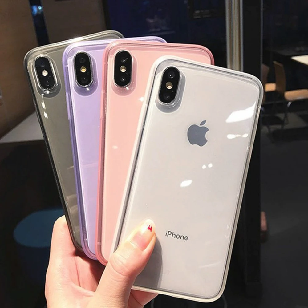Роскошный прозрачный силиконовый цветной чехол для iPhone 11 Pro X XR XS Max 8 7 6 6S Plus мягкий