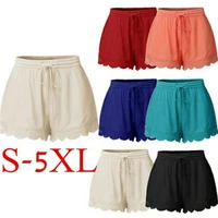 plus size womens summer beach shorts drawstring high waist casual loose 24