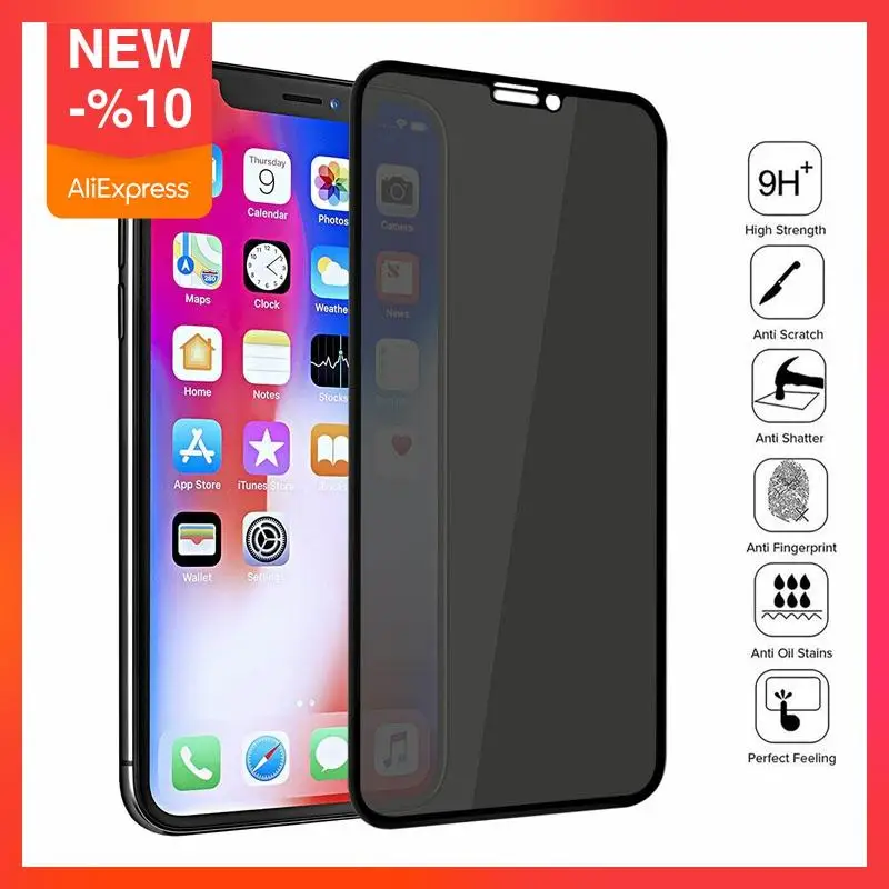 

New Full Cover Private Screen Protector For X Xs Max Xr Antispy Tempered Glass For 11 6 7 8 Plus Privacy Glass