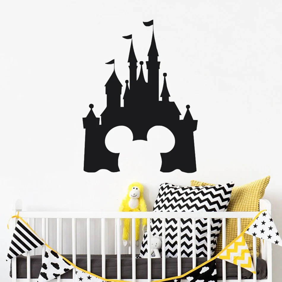 Disney Микки Маус замок виниловая настенная наклейка для мальчиков Декор комнаты