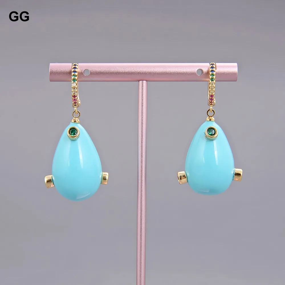 GuaiGuai ювелирные изделия каплевидные бирюзовые синие морские раковины жемчужные