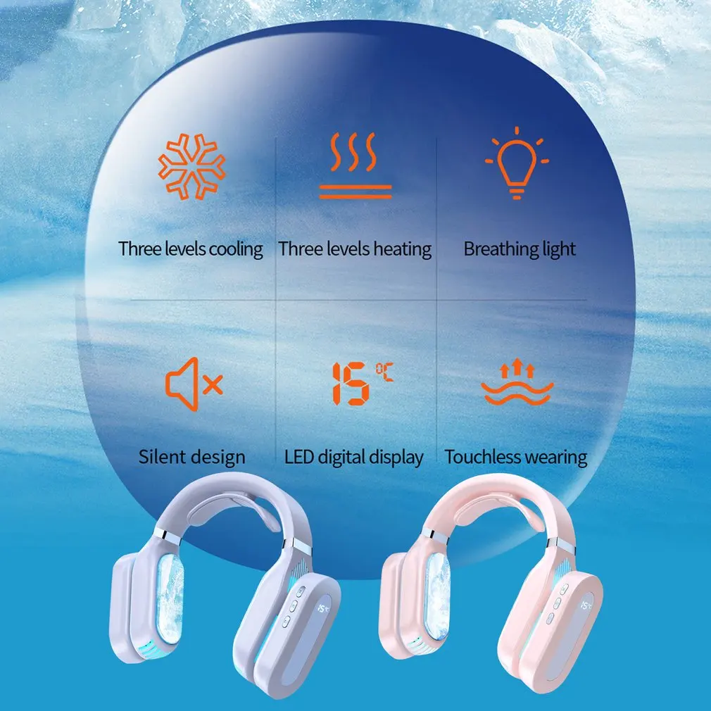 

Hot New Wearable Neckband Leafless Fan USB Rechargeable Portable Hanging Neck Fan Cooling Heater Air Conditioner Fan Fan Summer