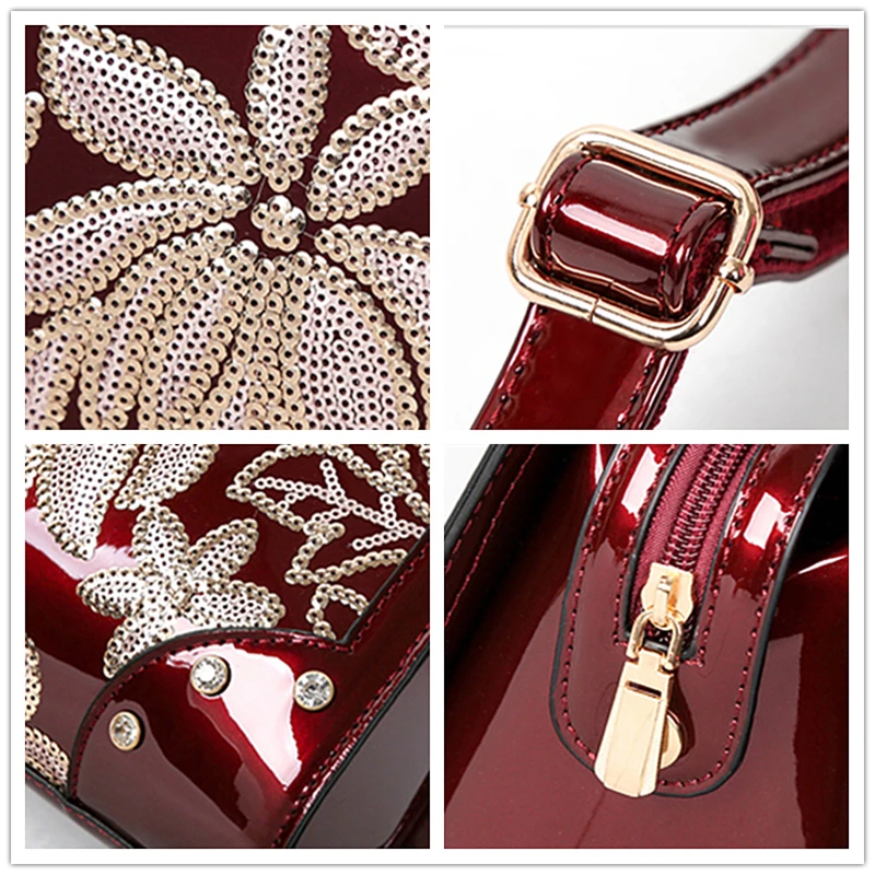 

2020 Flower Women Patent Leather Handbags Female Shoulder Bags Ladies Lacquered Luxury Wedding Messenger Crossbody Bags Fashion