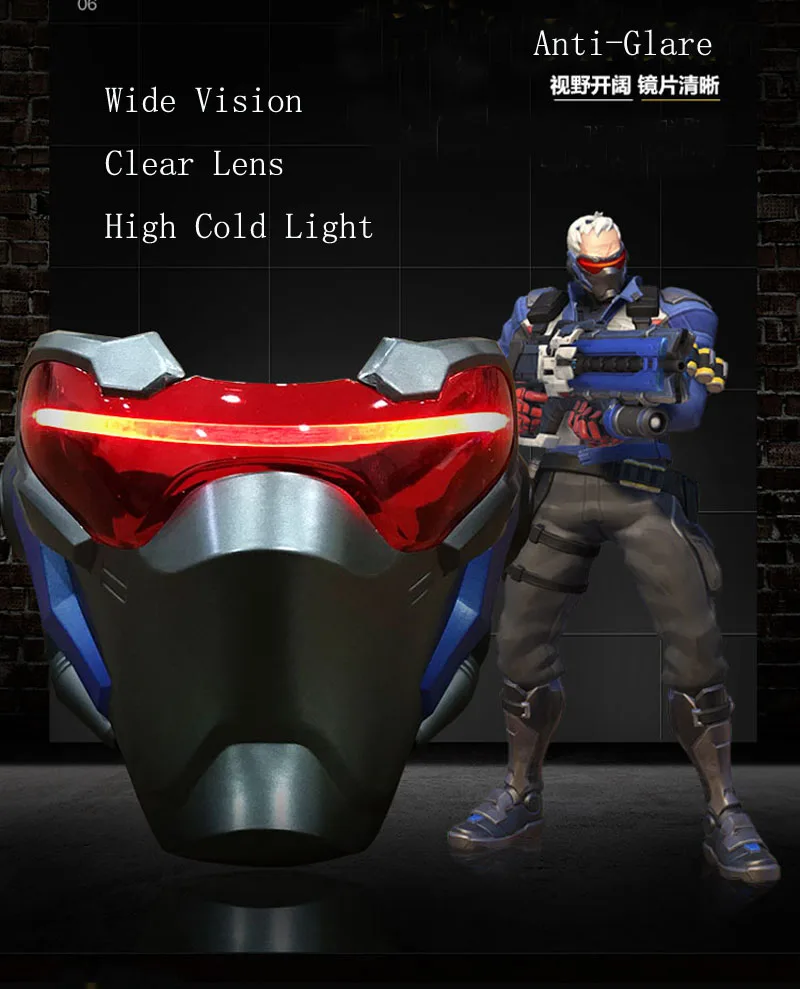 Маска Солдат 76 с светильник кой костюм страйкбола пластиковые солдатские маски