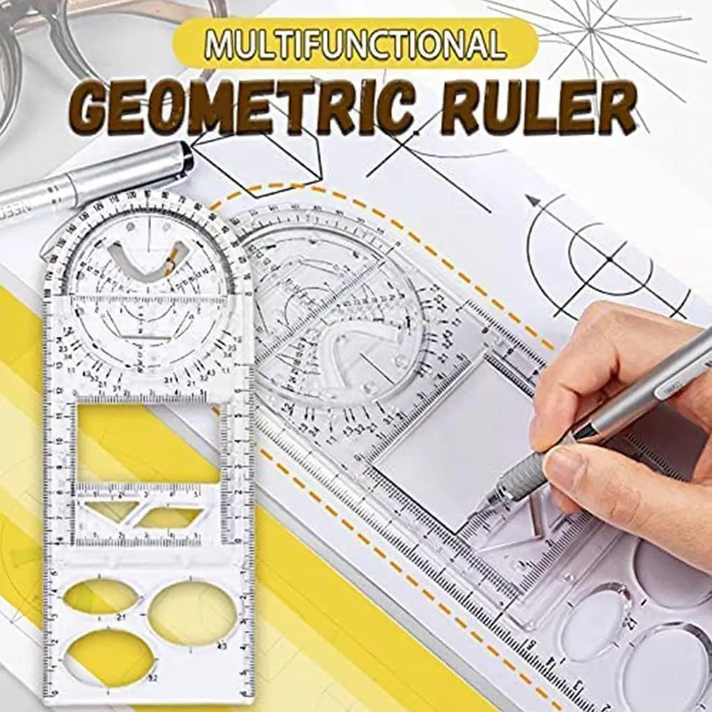 

Multifunctional Geometric Ruler Geometric Drawing Template Measuring Tool For School Office Supplies Drawing Rulers Student O9q7