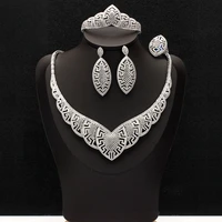 tirim 4pcs luxury sets aaa cubic zirconia bridal jewelry sets for women wedding engagement full crystal necklace set