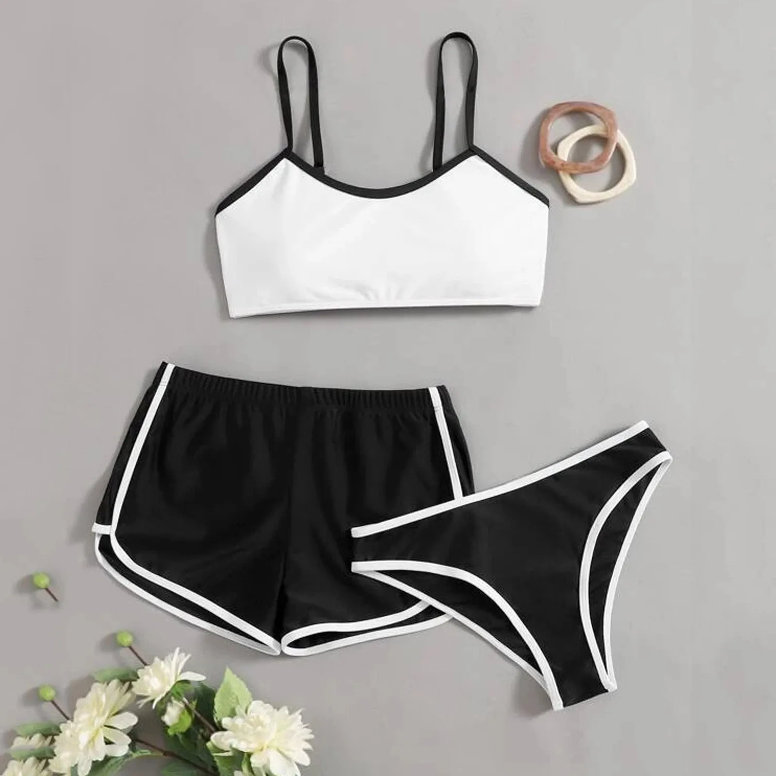 

Women Sexy Thong Swimsuits 3 Pieces Push Up Bikini Sets New Girl Beach Bathing Suits Swimwear Soprt